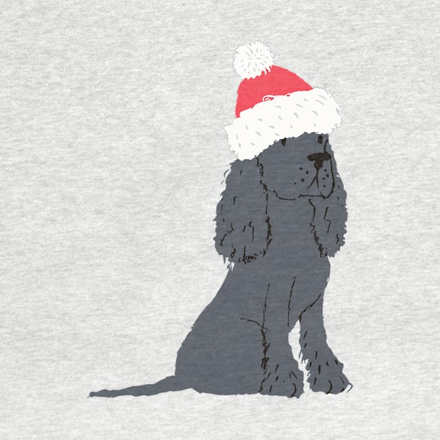 Black Christmas Cocker Spaniel by JunkyDotCom